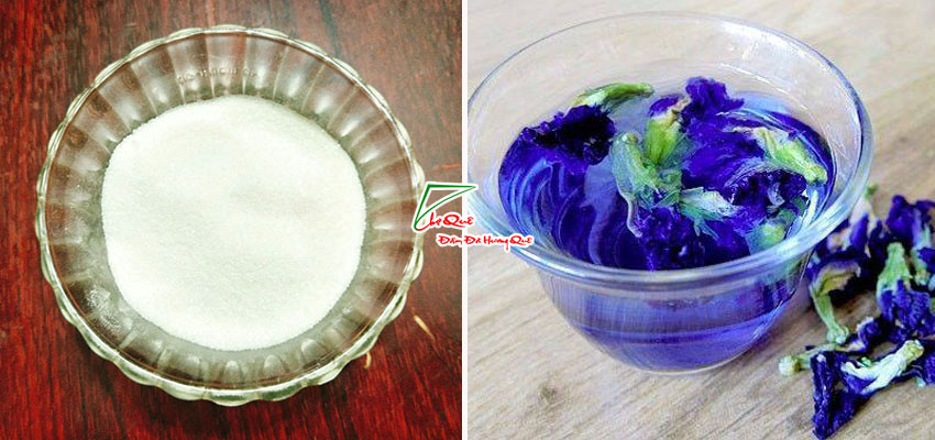 Chuẩn bị nấu thạch rau c&acirc;u hoa đậu biếc